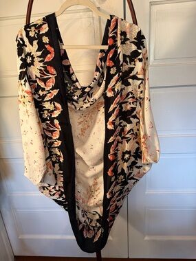 Boho Floral Cocoon Cardigan Draped Infinity Shrug Lightweight